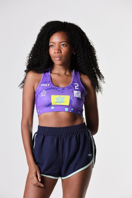 Top 2 Vôlei de Praia Brasil Oficial Feminino Lilás Volt