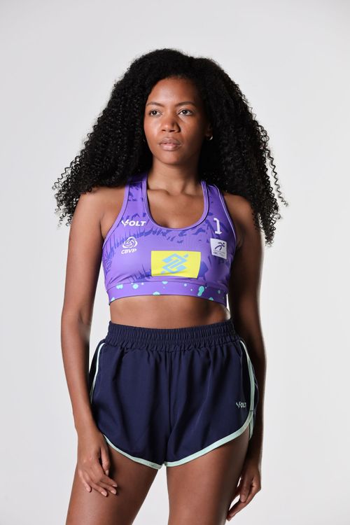Top 1 Vôlei de Praia Brasil Oficial Feminino Lilás Volt