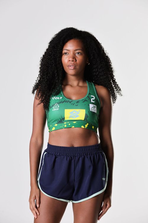 Top 2 Vôlei de Praia Brasil Oficial Feminino Verde Volt