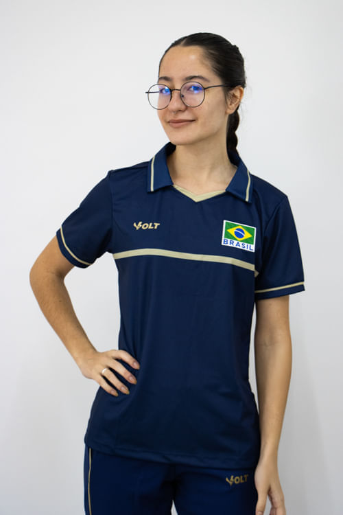 Polo Viagem Comissão Técnica CBV Vôlei Brasil Oficial Feminina Volt
