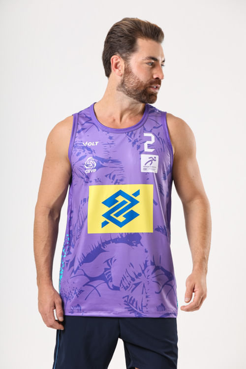 Regata Vôlei De Praia Brasil Oficial Masculina Lilás Volt