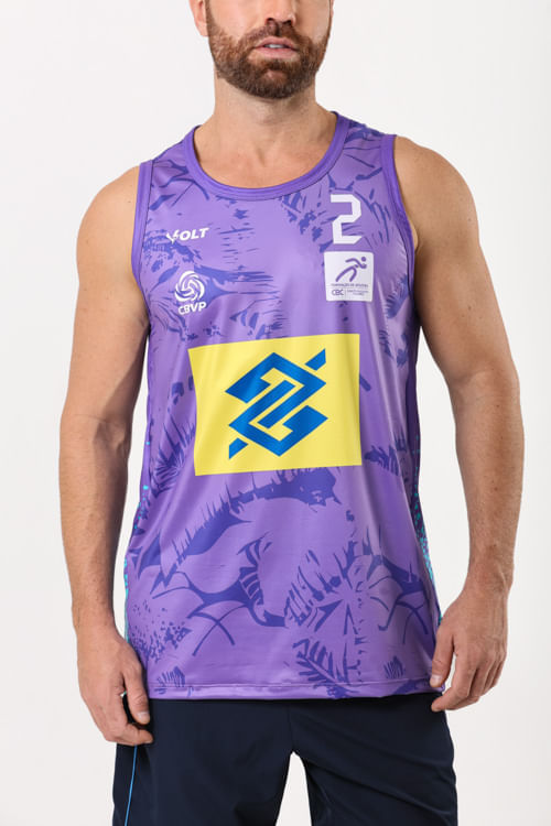Regata Vôlei De Praia Brasil Oficial Masculina Lilás Volt