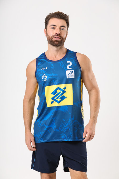 Regata Vôlei De Praia Brasil Oficial Masculina Azul Marinho Volt
