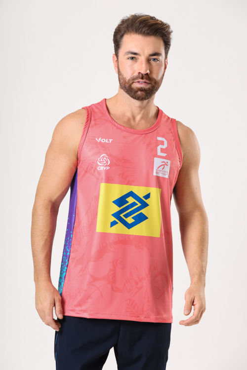 Regata Vôlei De Praia Brasil Oficial Masculina Coral Volt