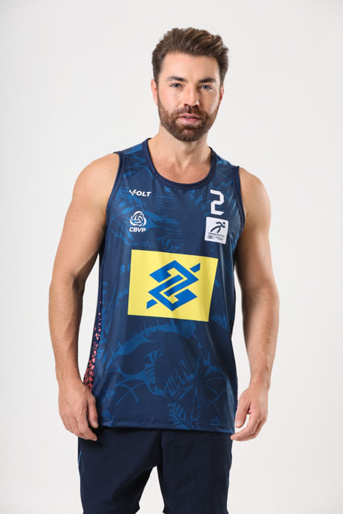 Regata Vôlei De Praia Brasil Oficial Masculina Azul Petróleo Volt