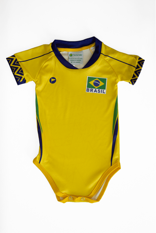 Body Torcida Baby Vôlei Brasil Amarelo
