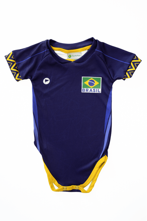 Body Torcida Baby Vôlei Brasil Azul
