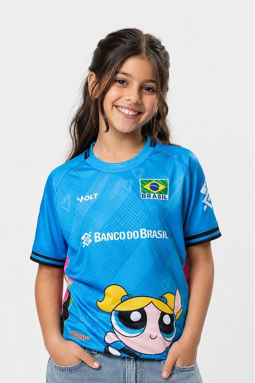 Camisa Lindinha Meninas Superpoderosas 2026 Vôlei Brasil Infanto Juvenil Volt